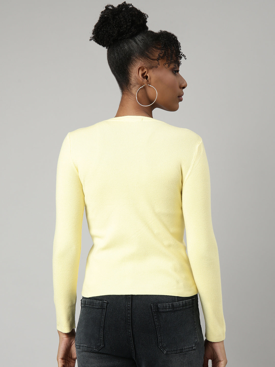 Women Yellow Solid Fitted Top