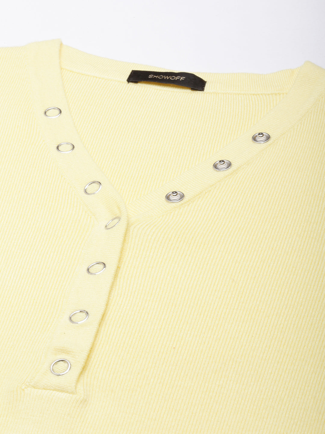 Women Yellow Solid Fitted Top