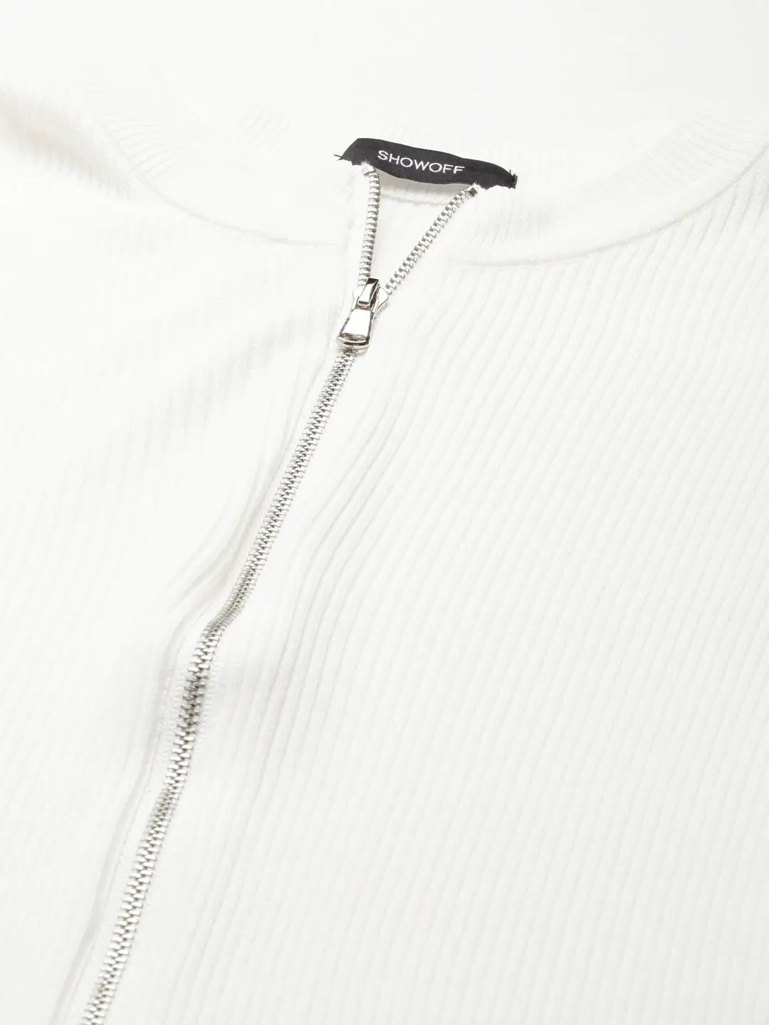 Women's Round Neck Solid Regular White Top