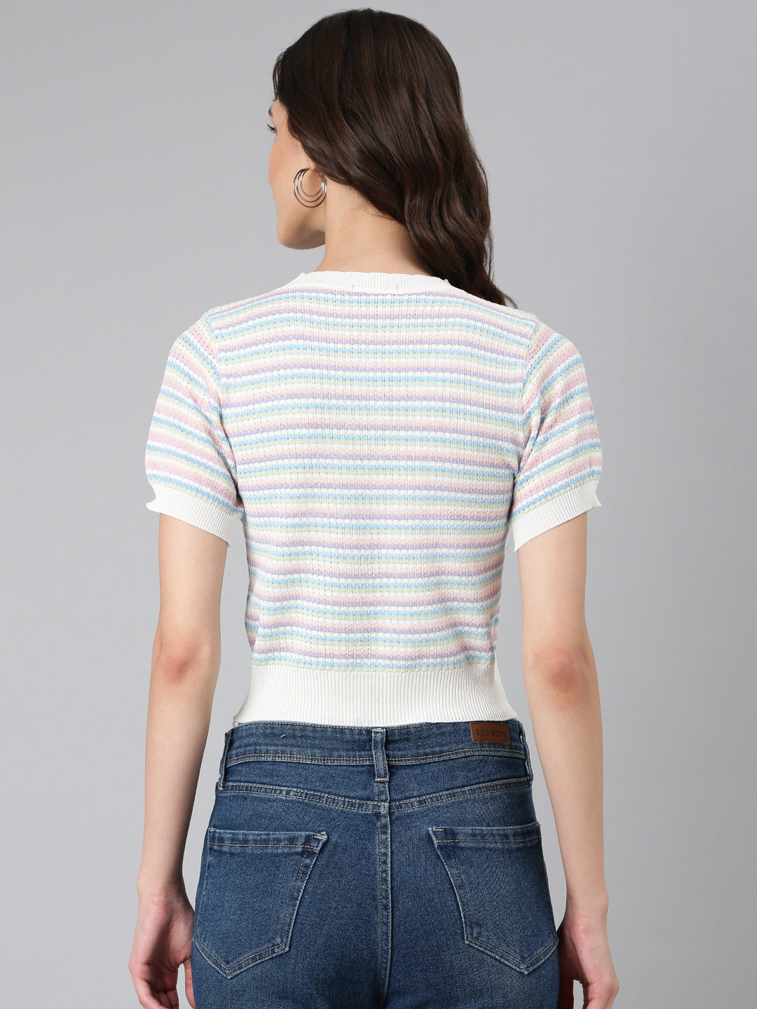 Women's Pink Textured Fitted Crop Top