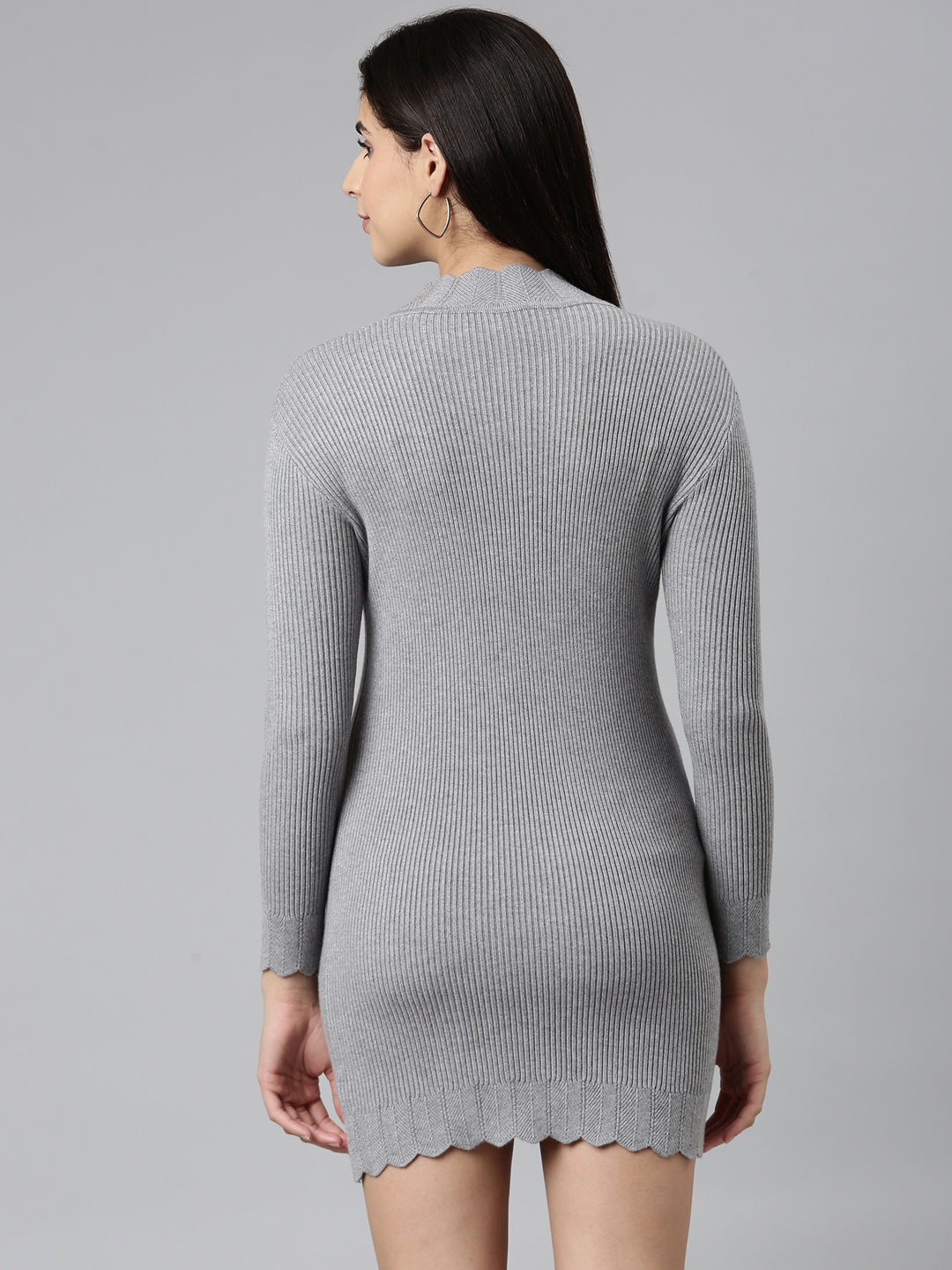 Women's Grey Solid Bodycon Dress