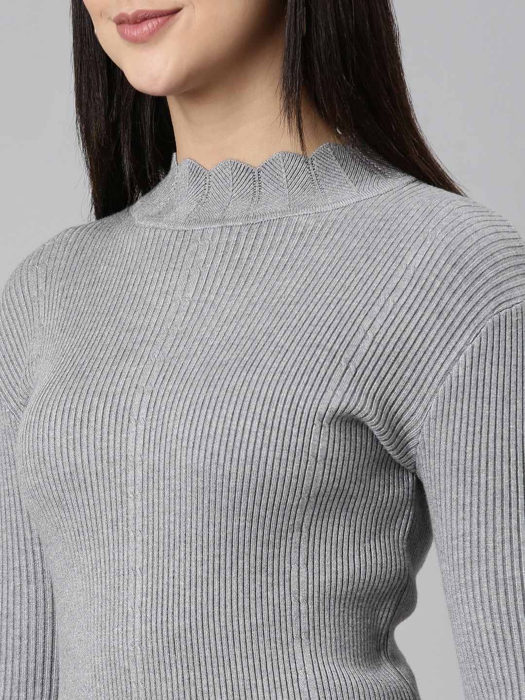 Women's Grey Solid Bodycon Dress