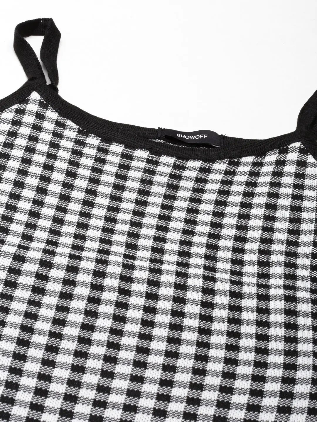 Women's White Checked A-Line Dress