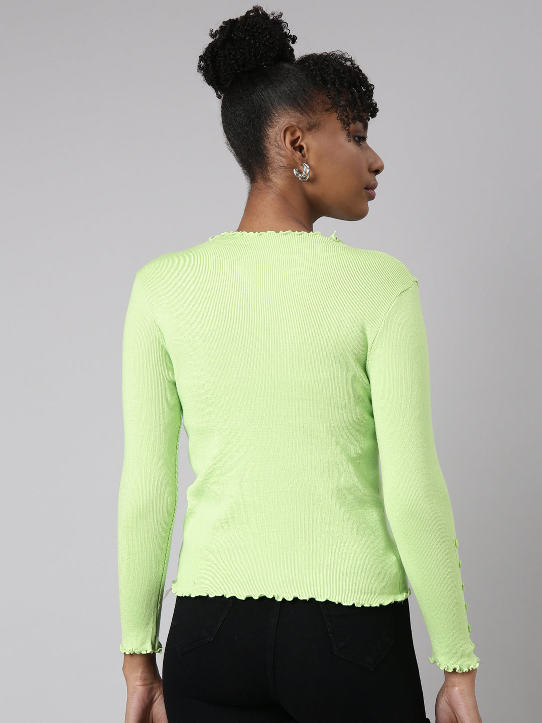 Women Green Solid Top