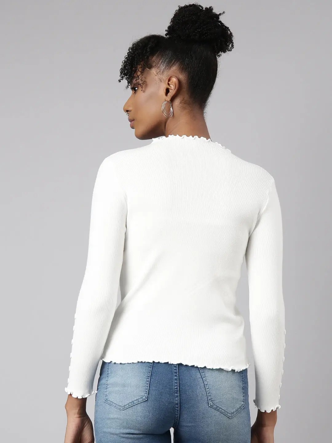 Women's Off White Solid Top