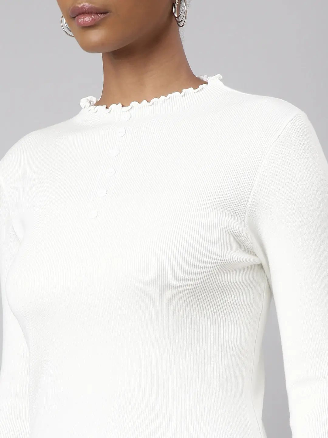 Women's Off White Solid Top