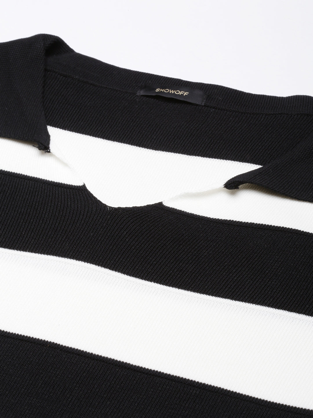 Women's Black Horizontal Stripes Crop Top