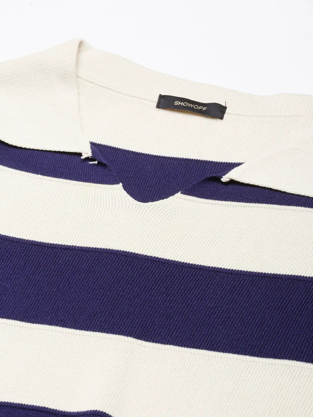Women's Navy Blue Horizontal Stripes Crop Top