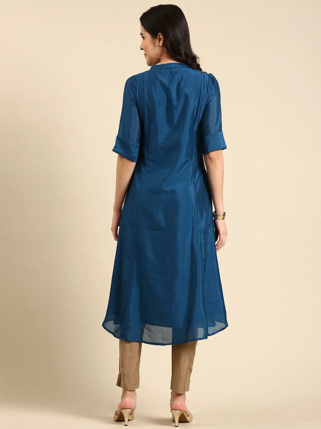 Women's Teal Embellished Anarkali Kurta