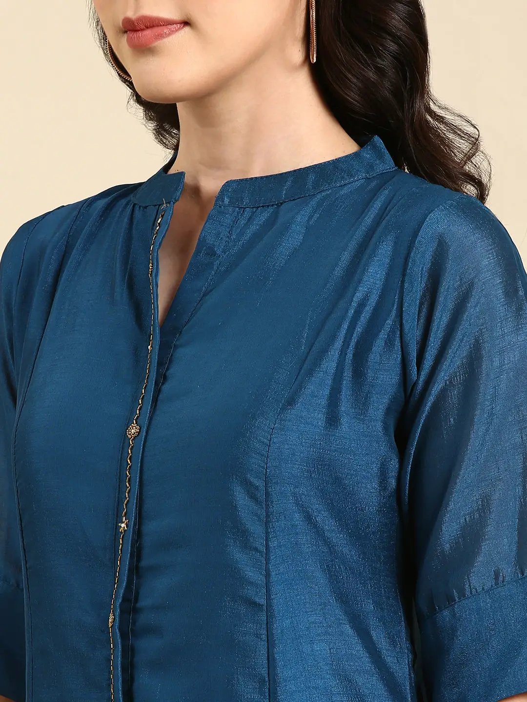 Women's Teal Embellished Anarkali Kurta