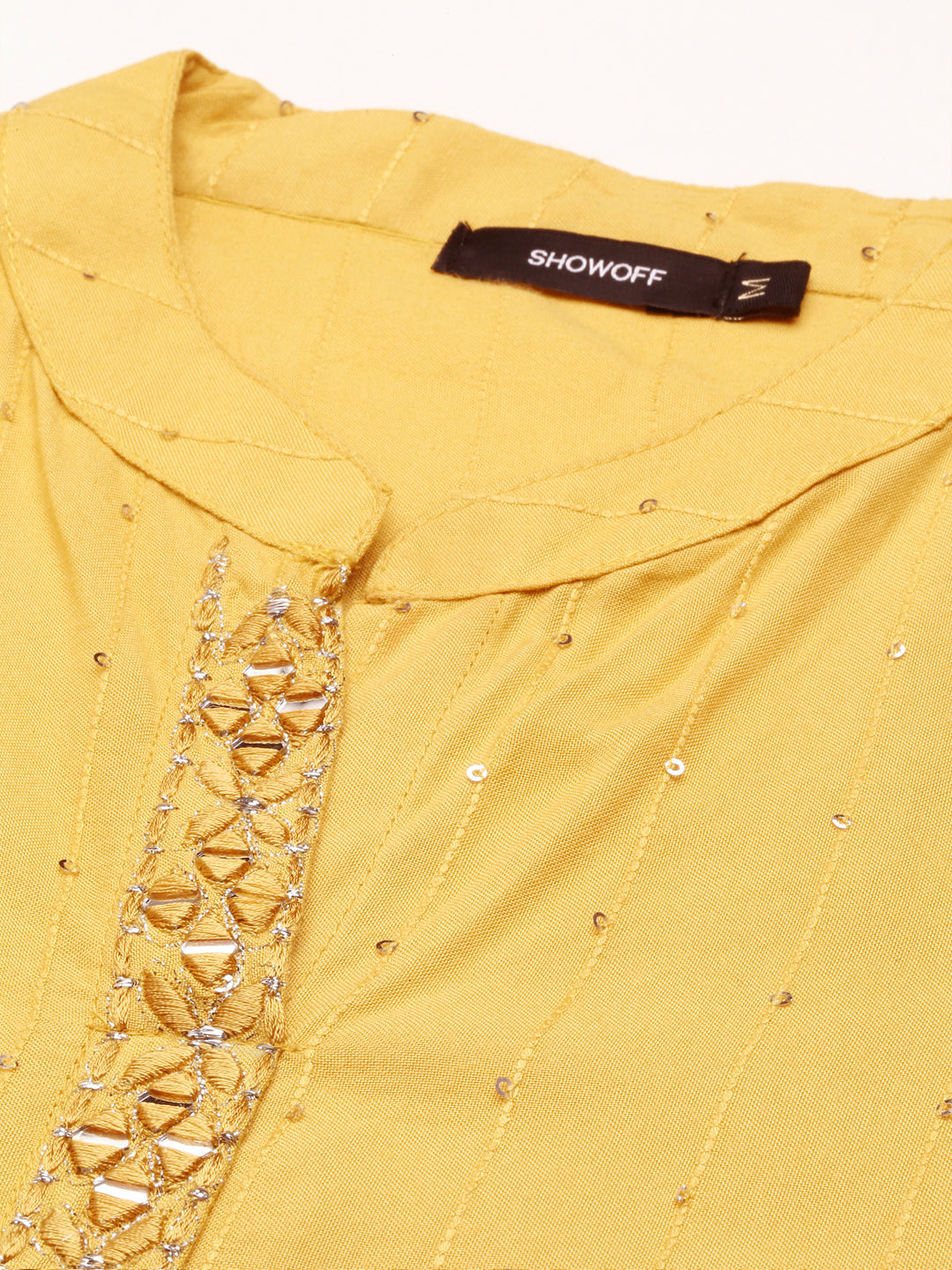 Women's Mustard Solid Straight Kurta