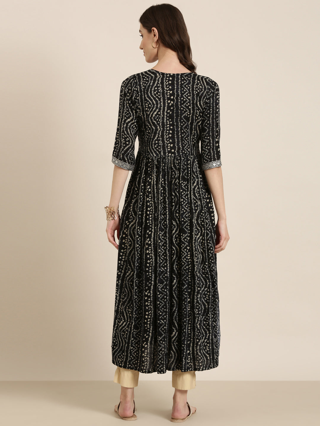 Women Black Printed Anarkali Kurta