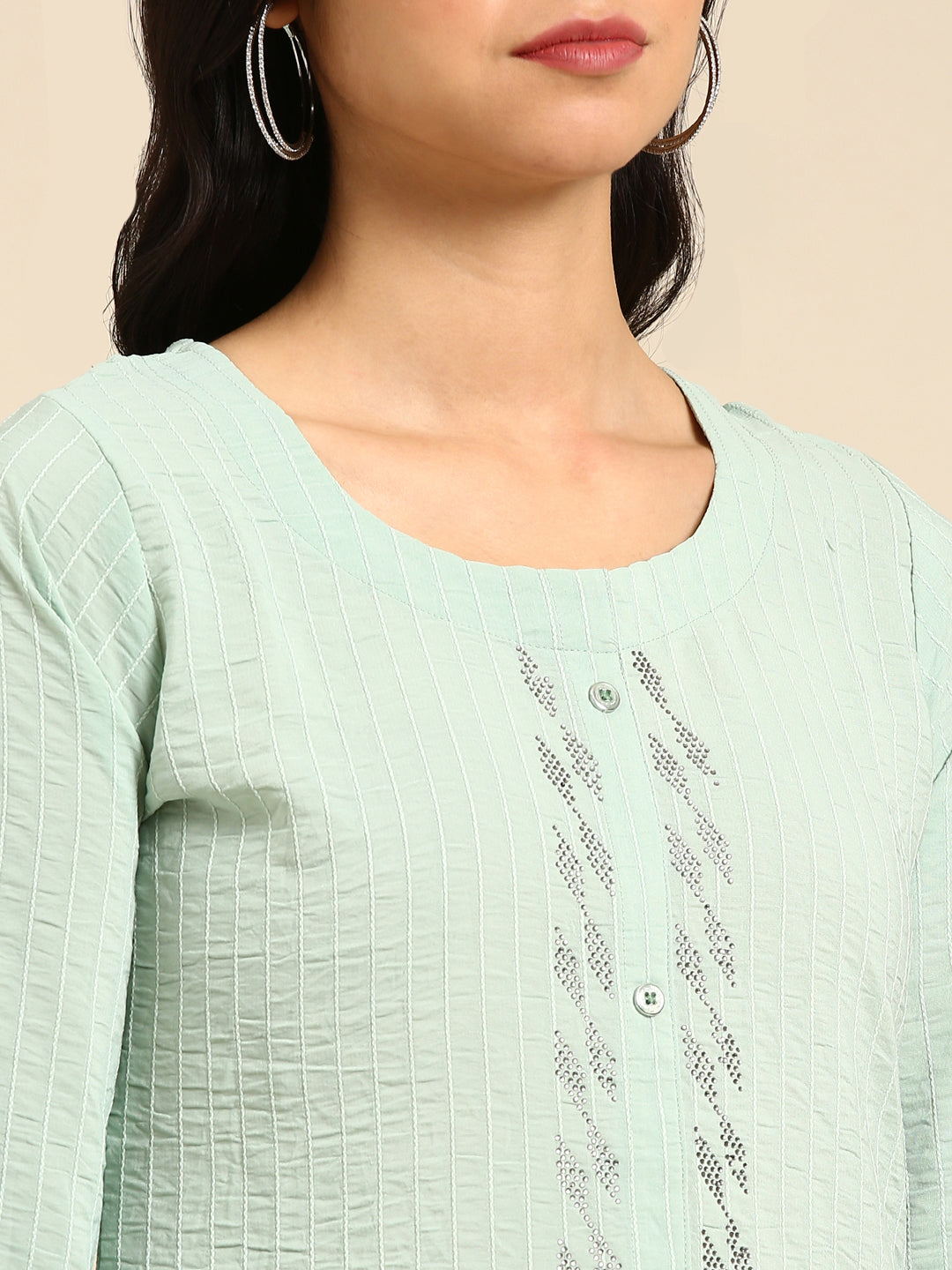 Women's Green Solid Straight Kurta