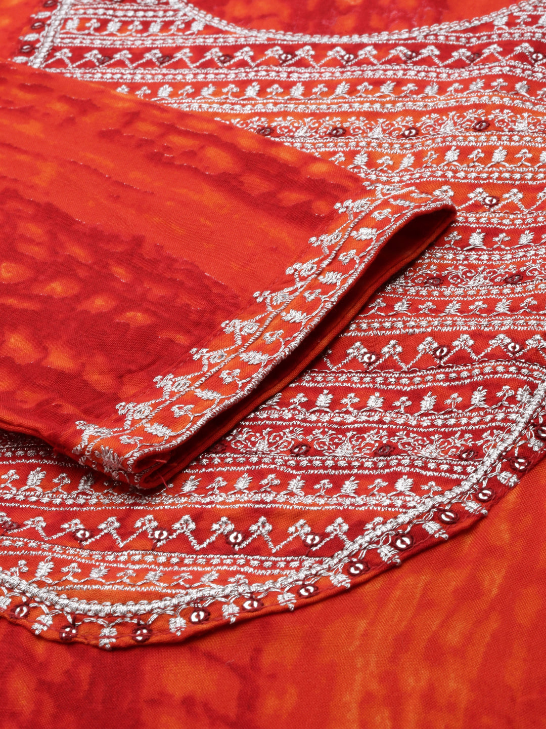 Women's Orange Printed Straight Kurta