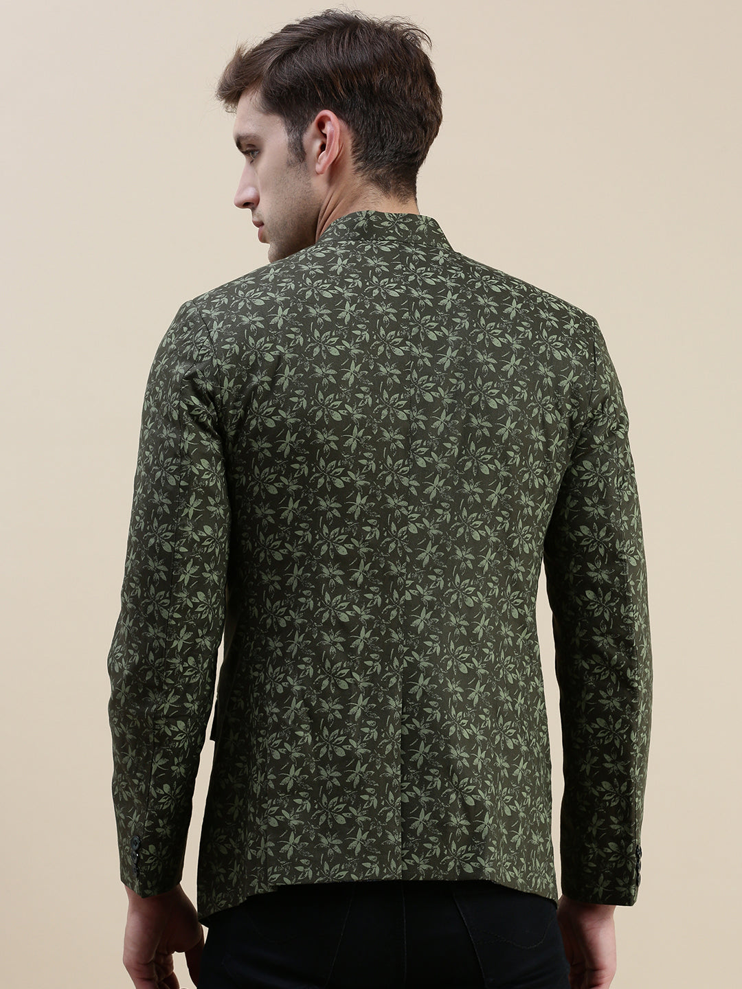 Men Green Printed Casual Blazer