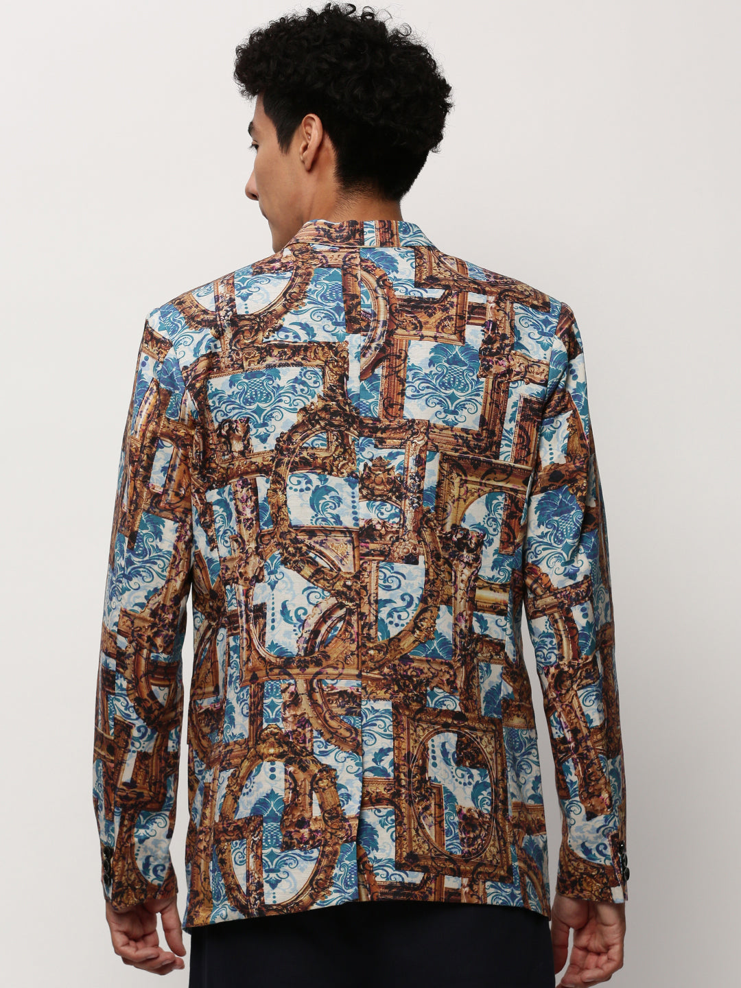 Men Brown Printed Casual Blazers