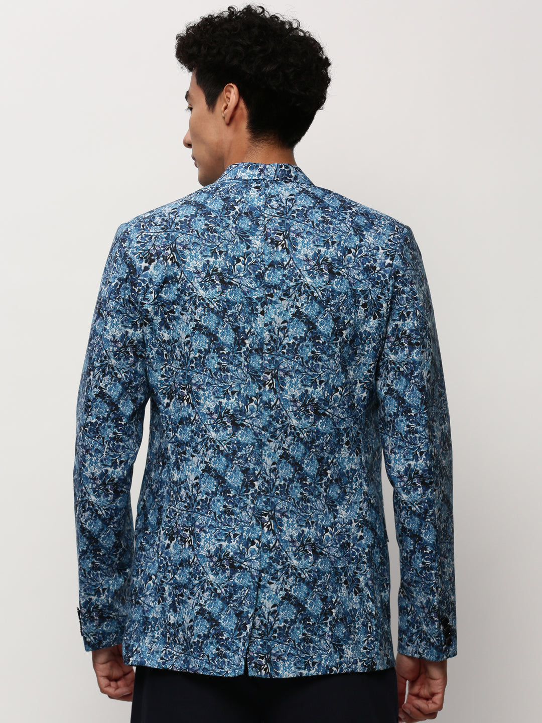 Men Blue Printed Casual Blazers