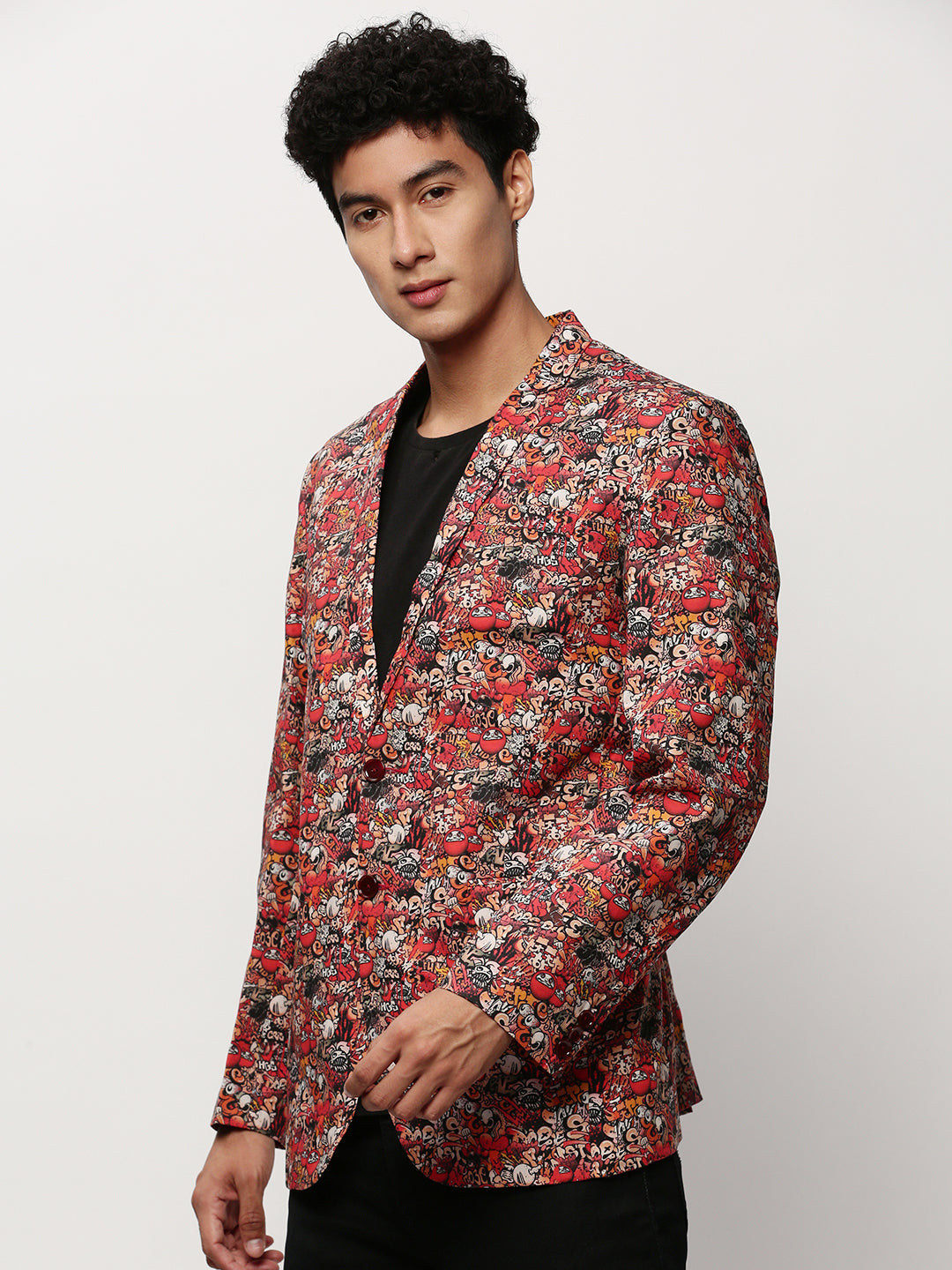 Men Rust Printed Casual Blazers