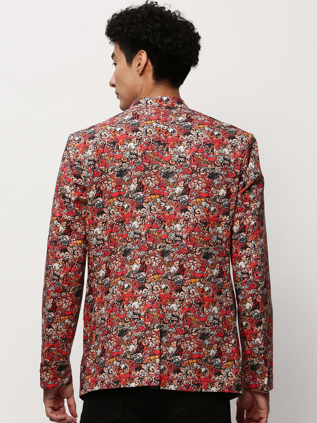 Men Rust Printed Casual Blazers