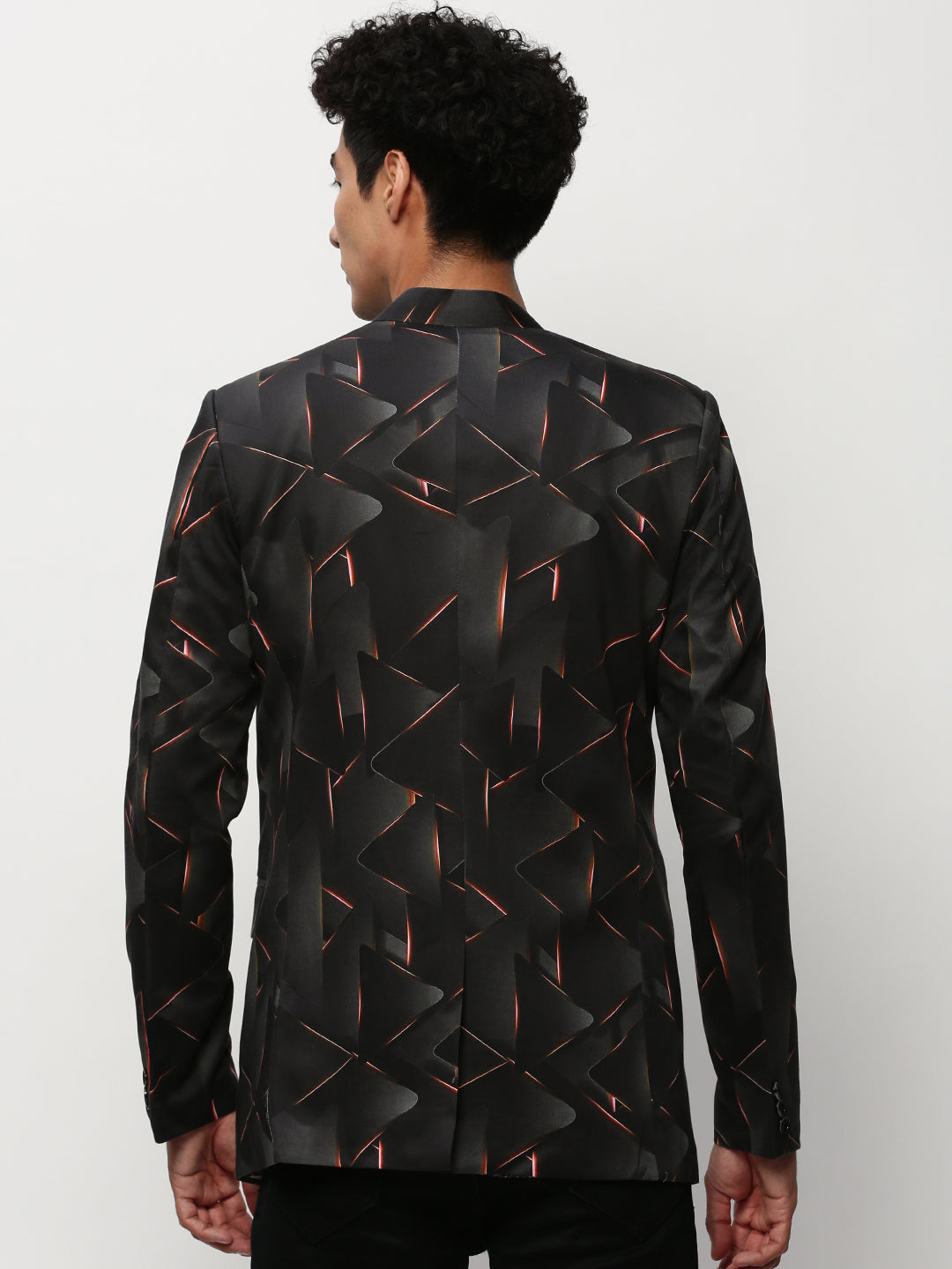 Men Black Printed Casual Blazers