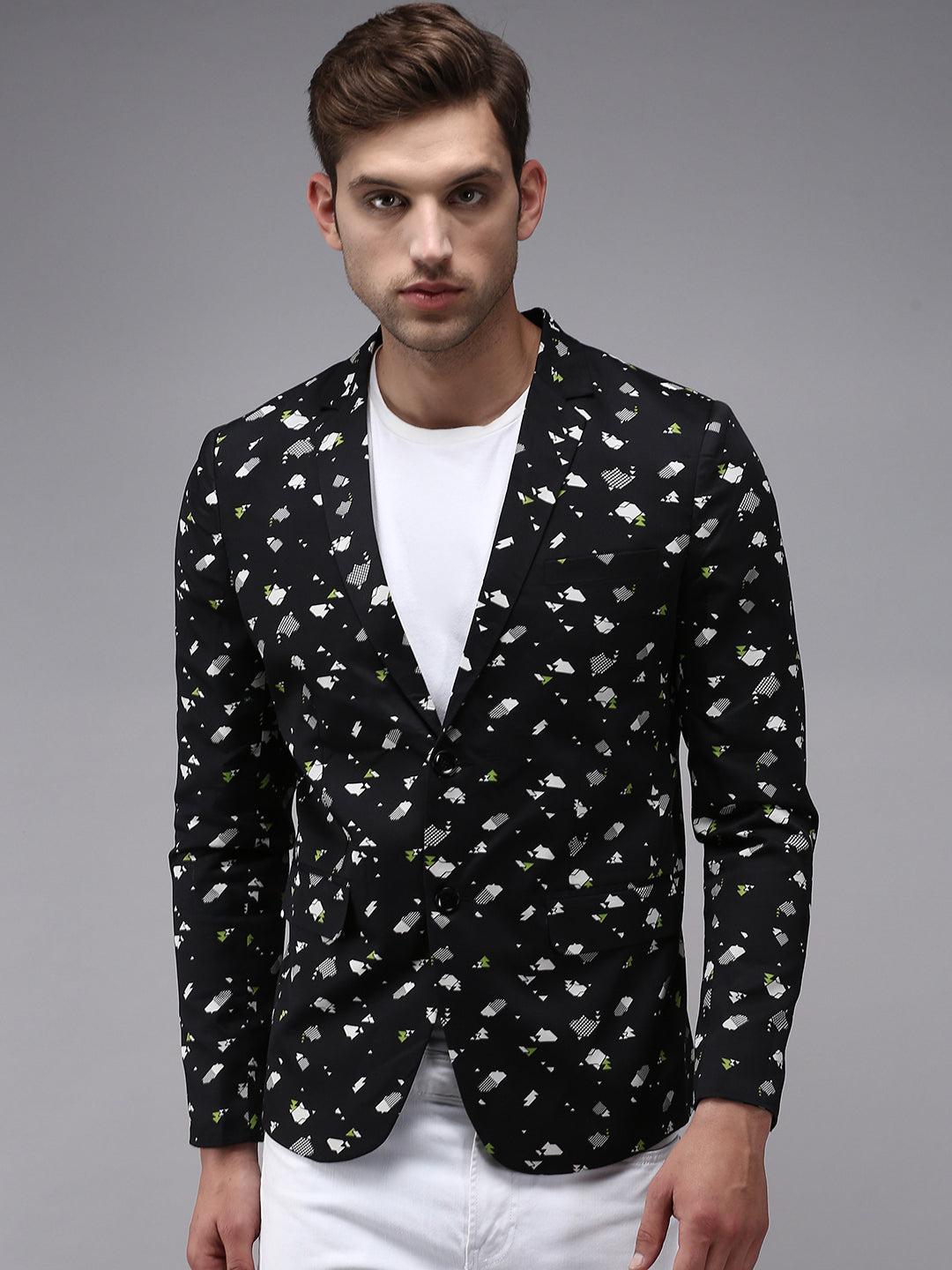 Men Black Printed Blazer