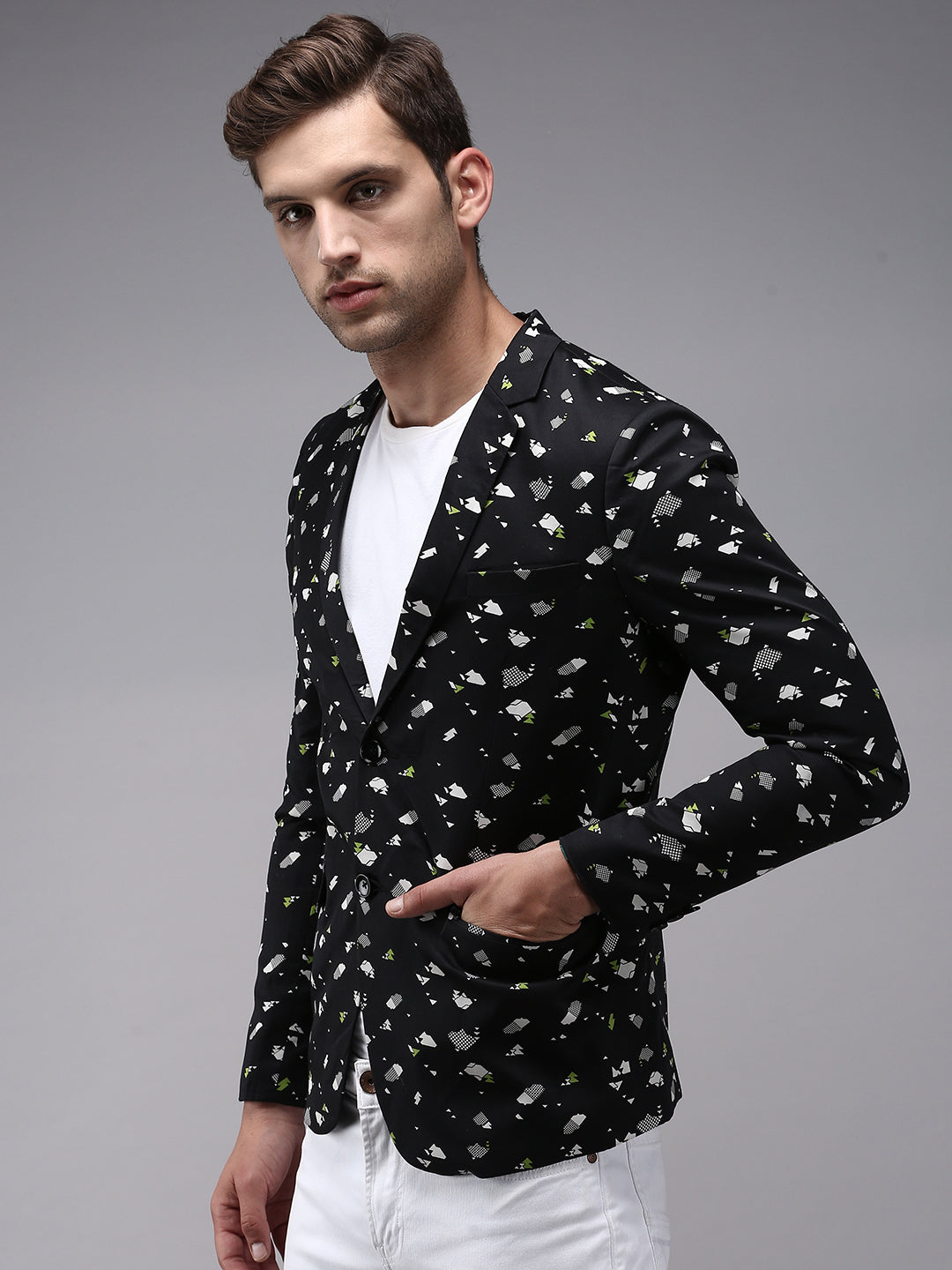 Men Black Printed Blazer