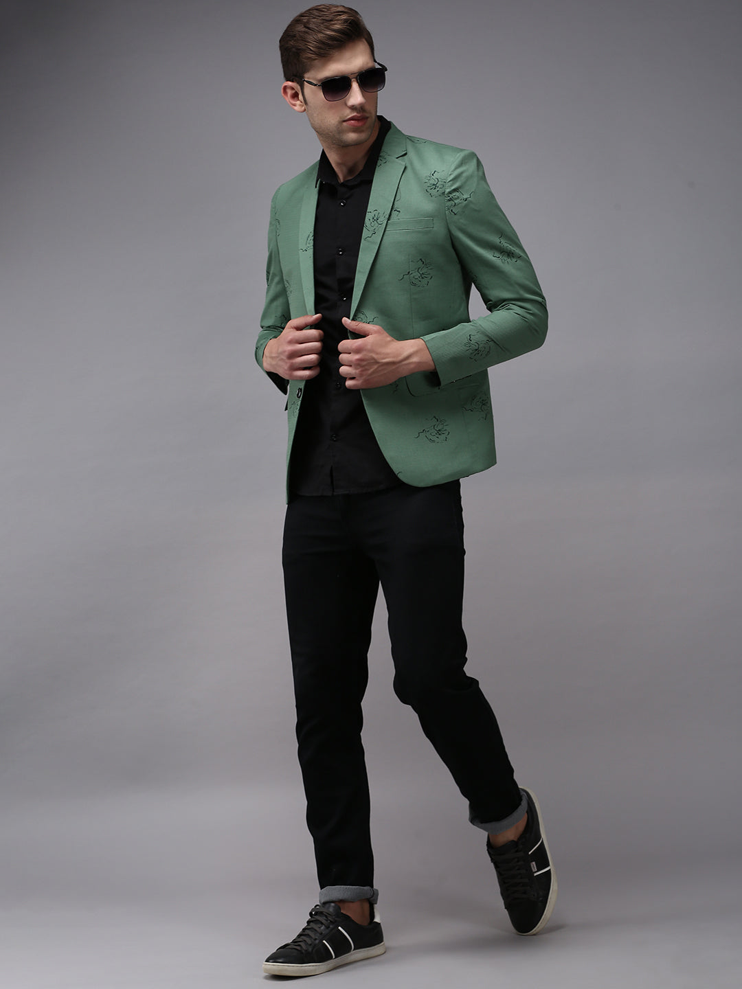 Men Green Printed Blazer