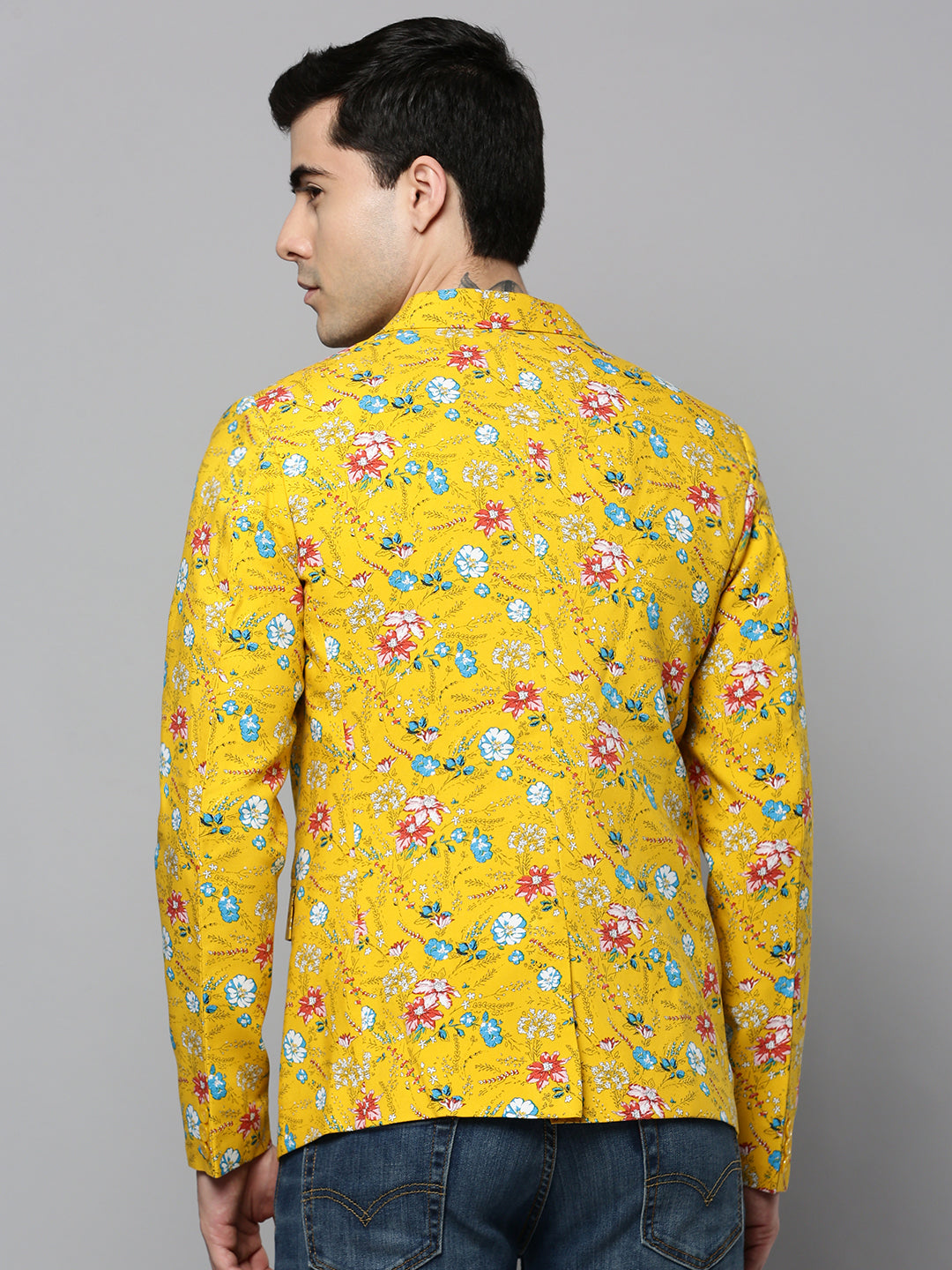 Men Yellow Printed Blazer