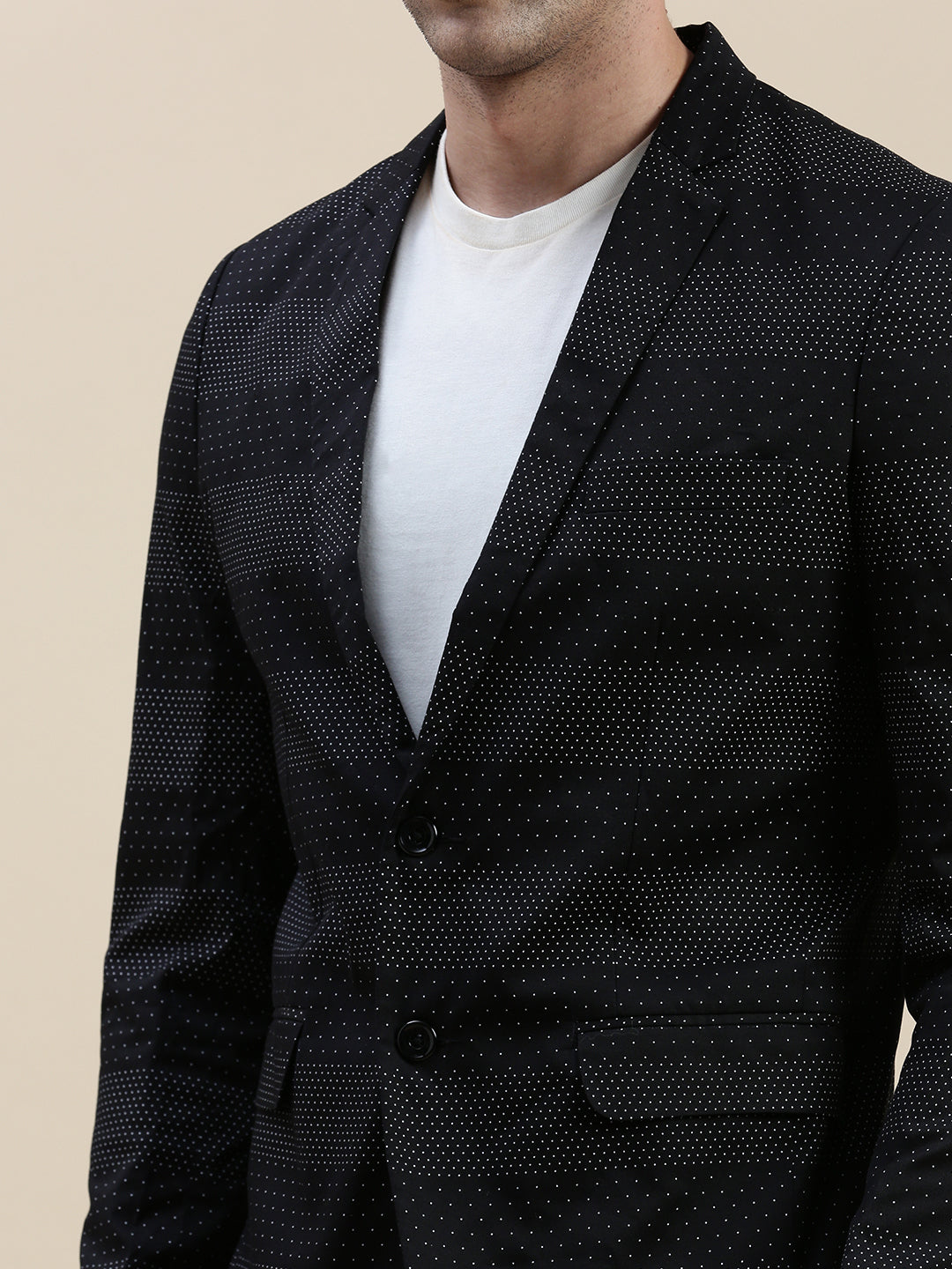 Men Black Printed Casual Blazer