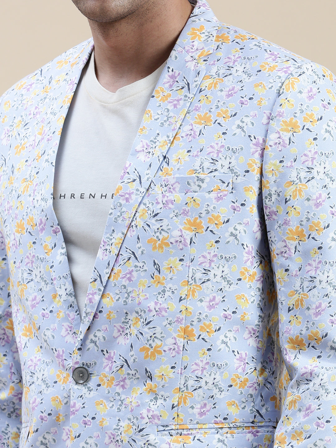 Men Blue Printed Casual Blazer