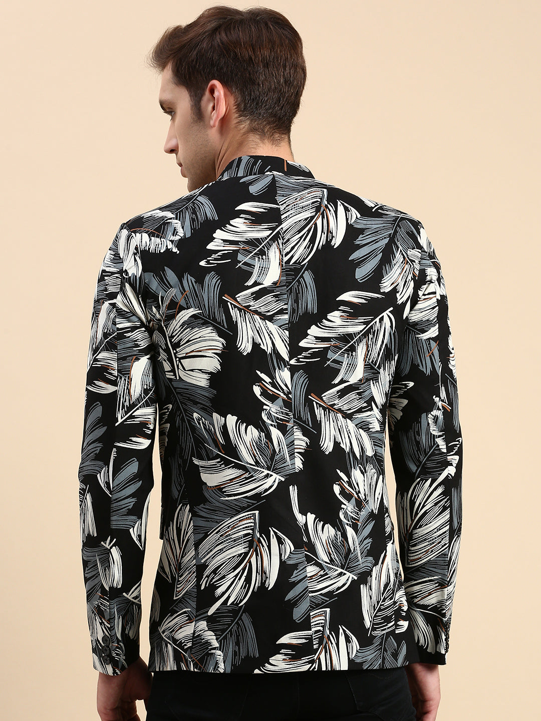 Men Black Printed Party Blazer