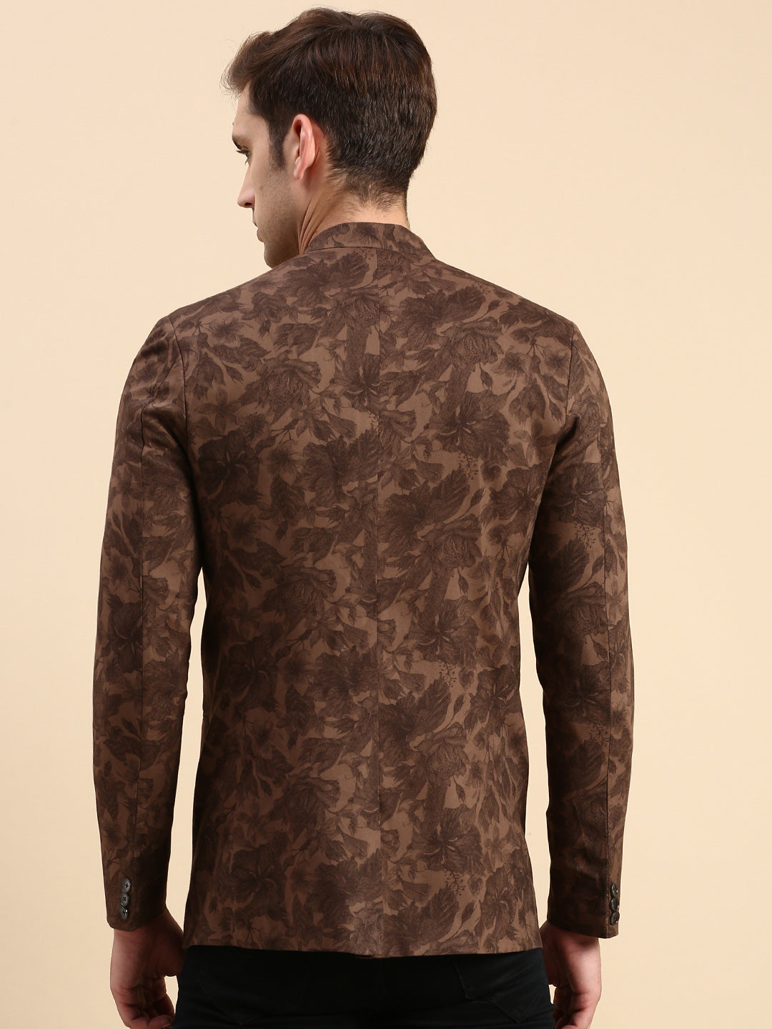 Men Brown Printed Party Blazer