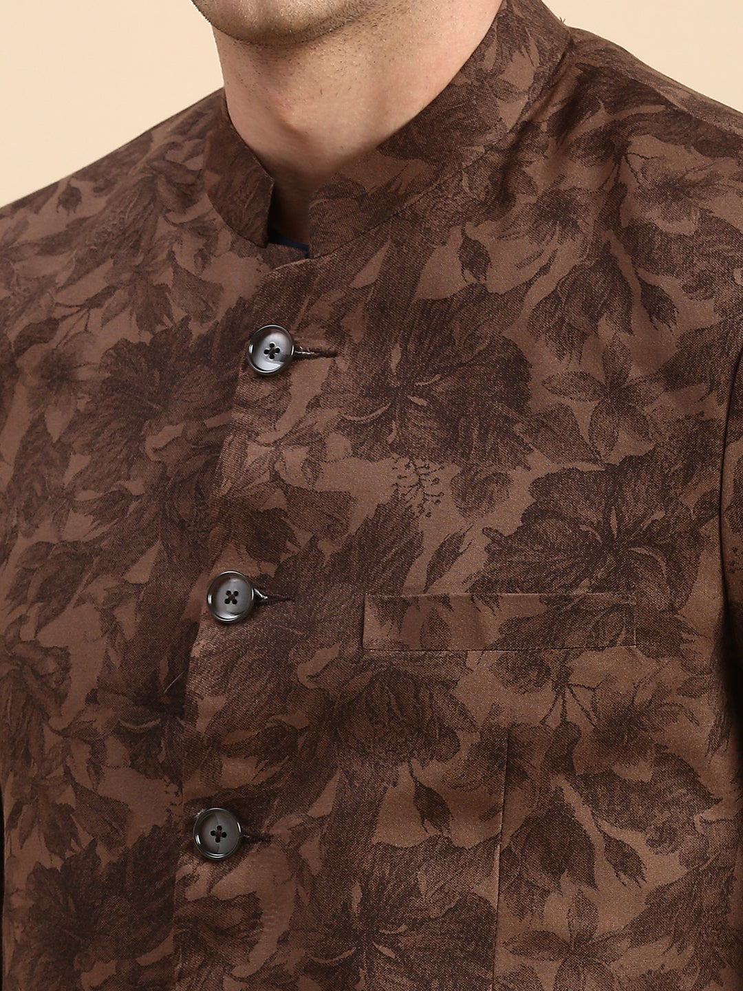 Men Brown Printed Party Blazer