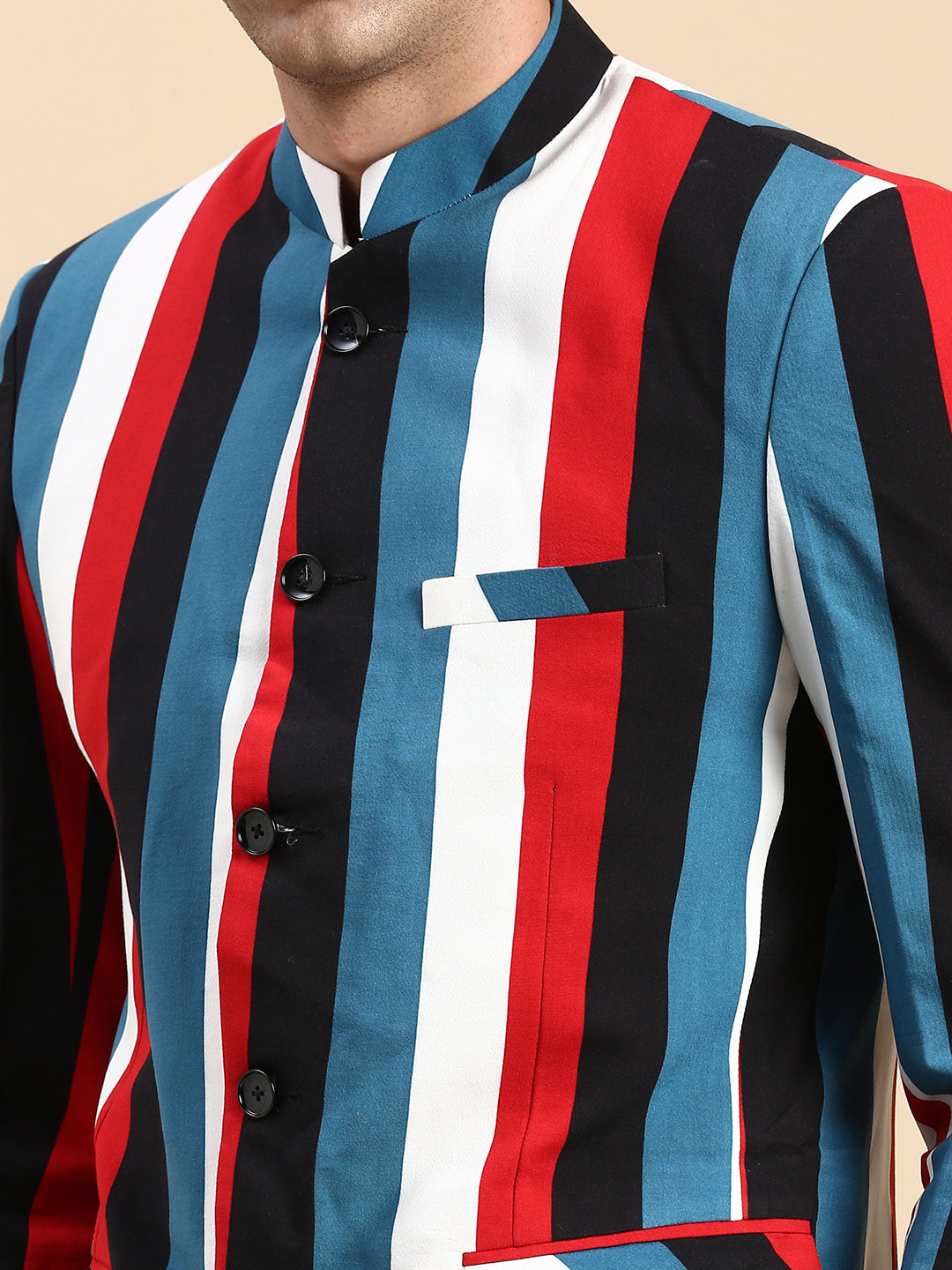 Men Multi Striped Party Blazer