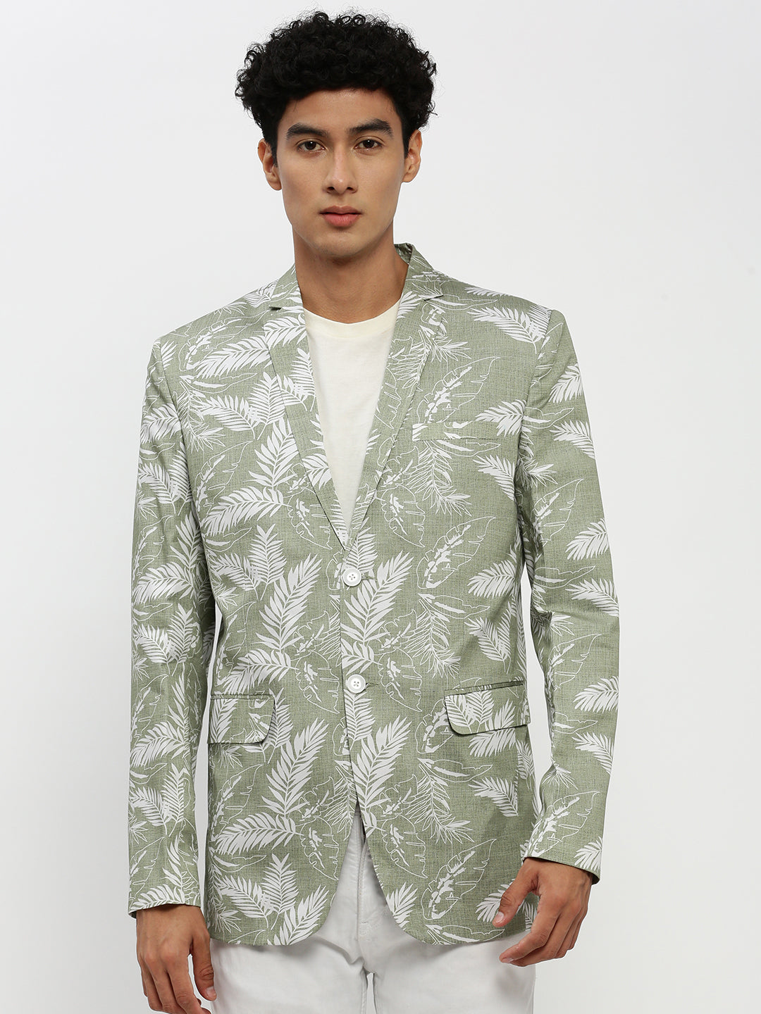 Men Green Printed Blazer