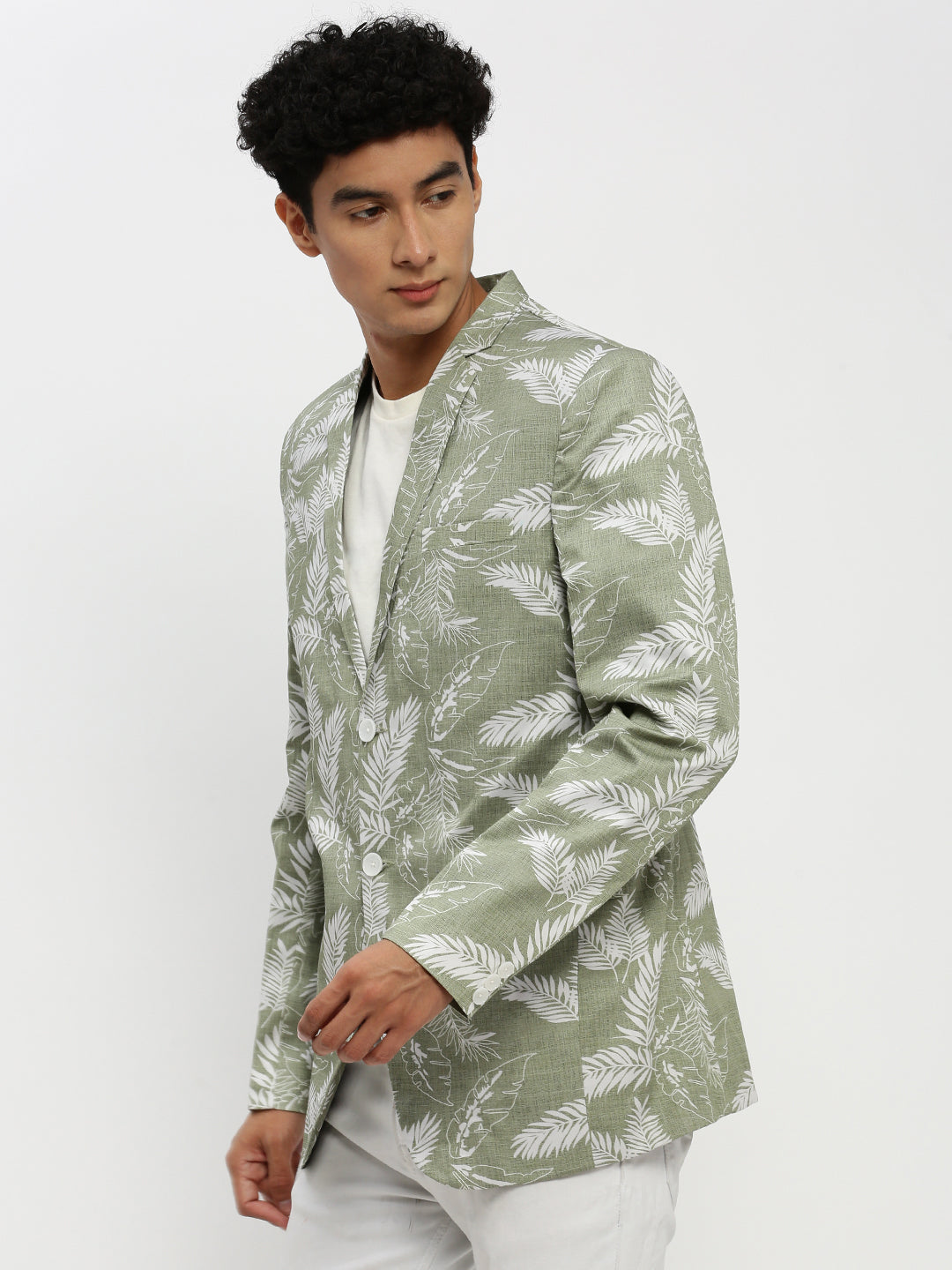 Men Green Printed Blazer