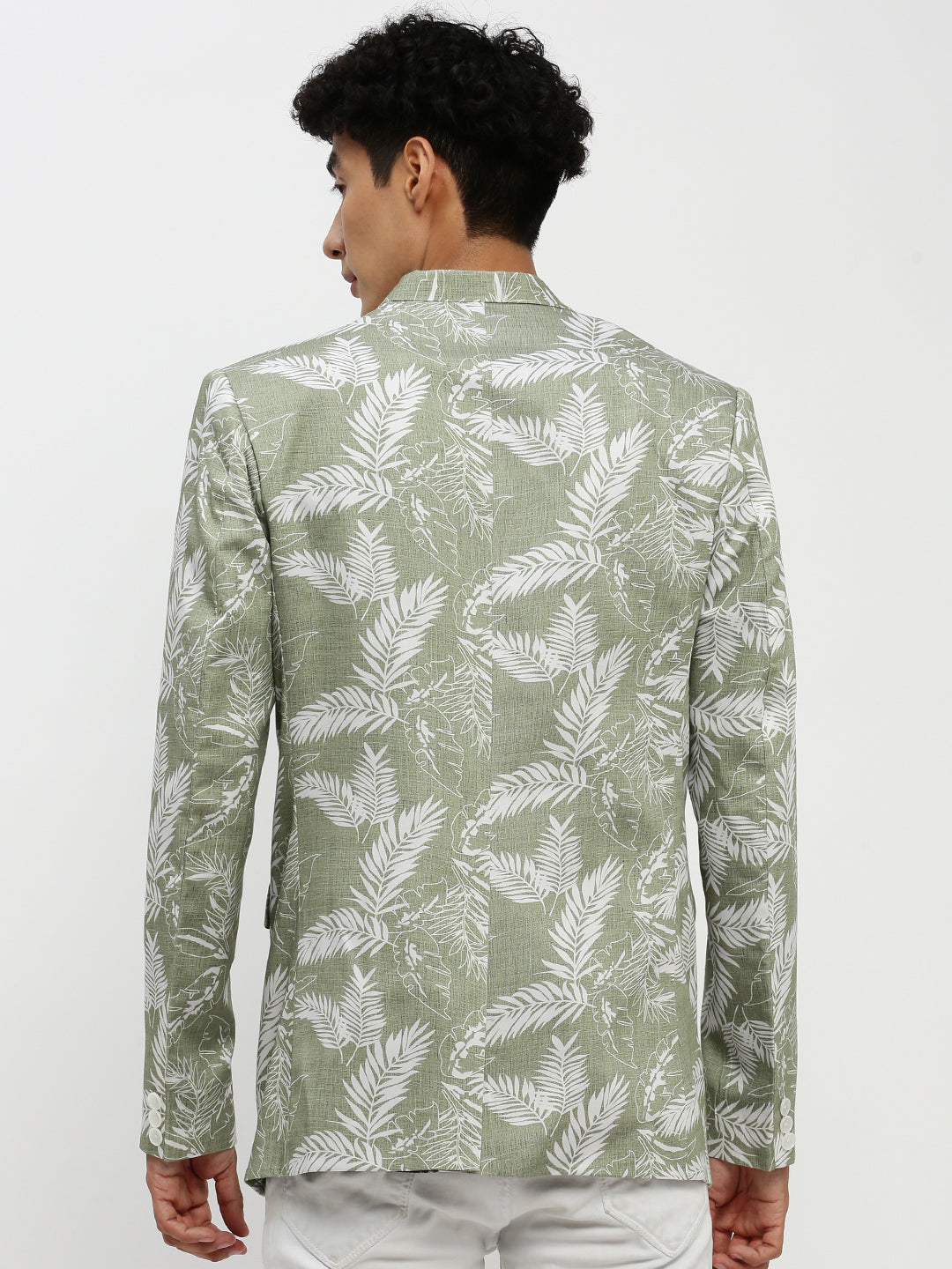 Men Green Printed Blazer