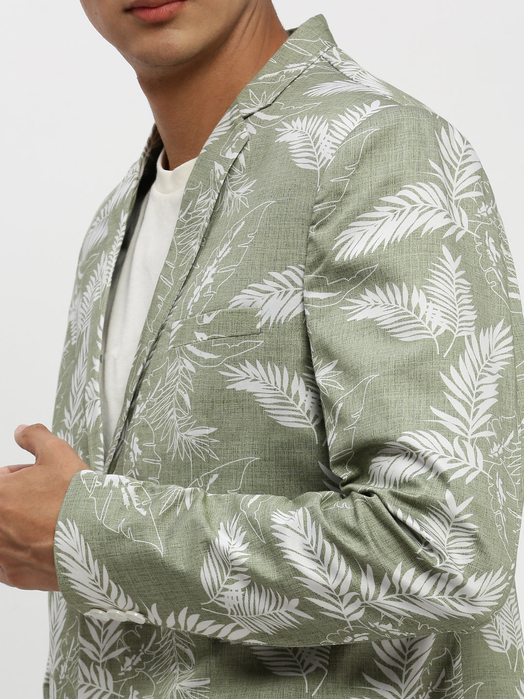 Men Green Printed Blazer