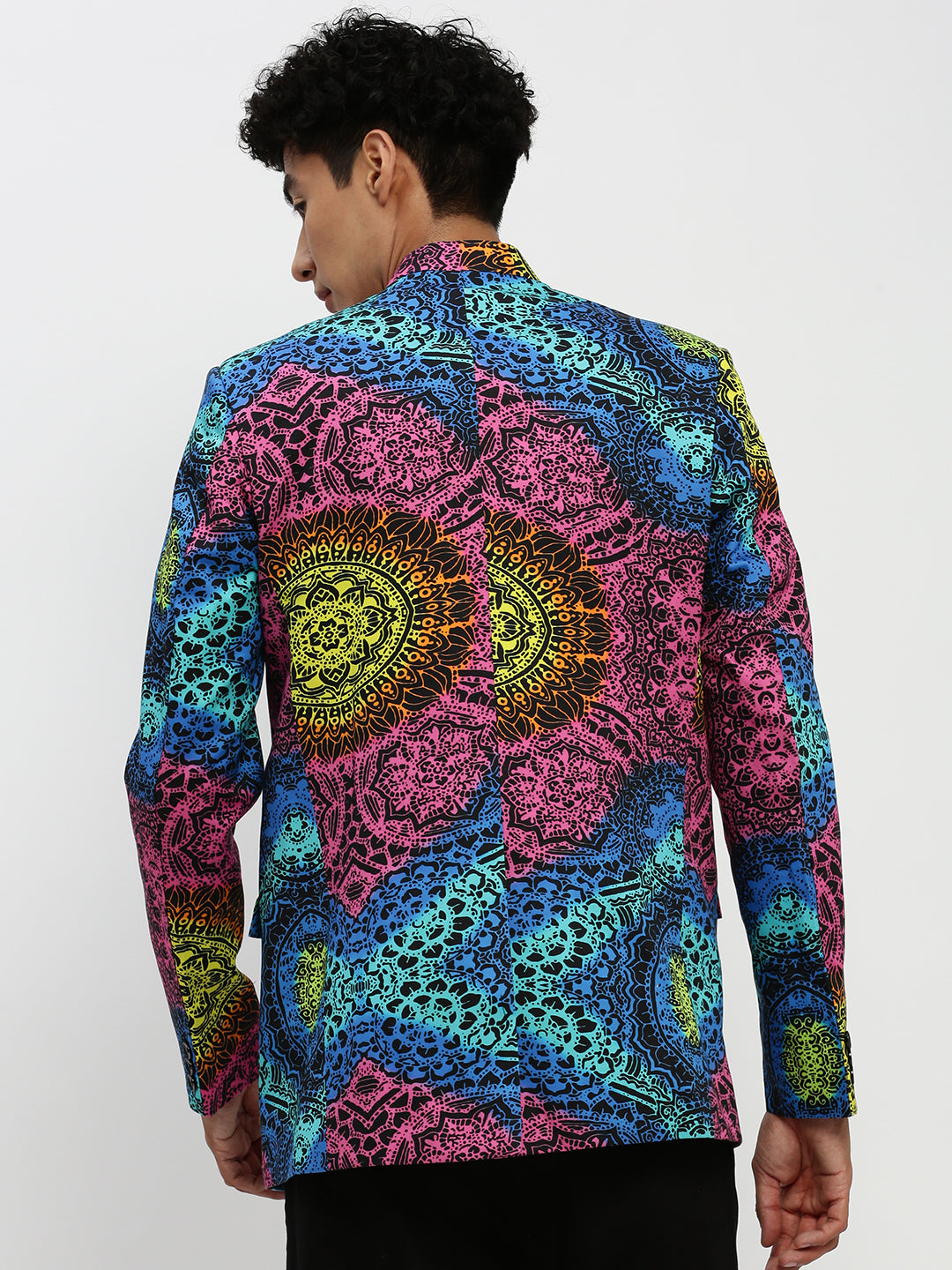 Men Pink Printed Blazer