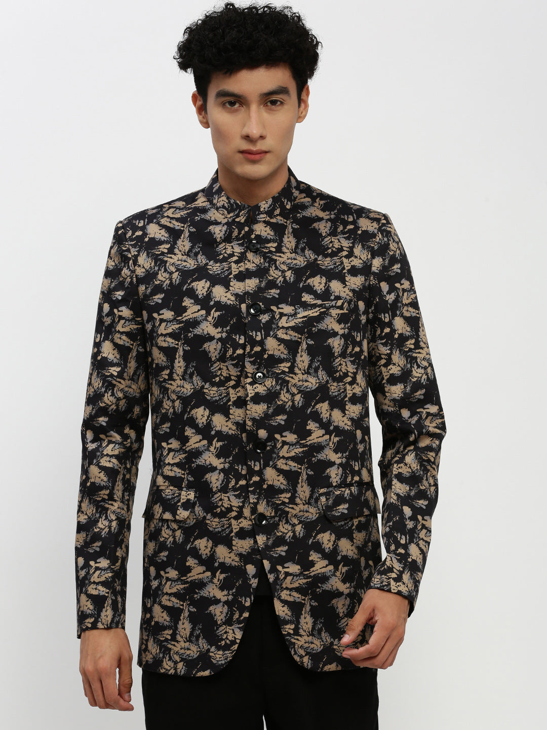 Men Black Printed Blazer