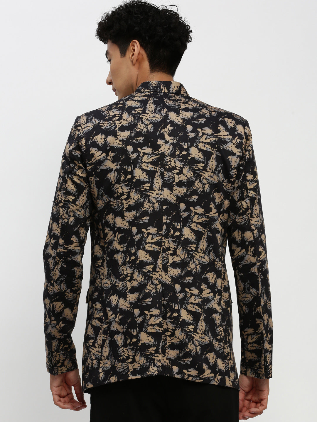 Men Black Printed Blazer