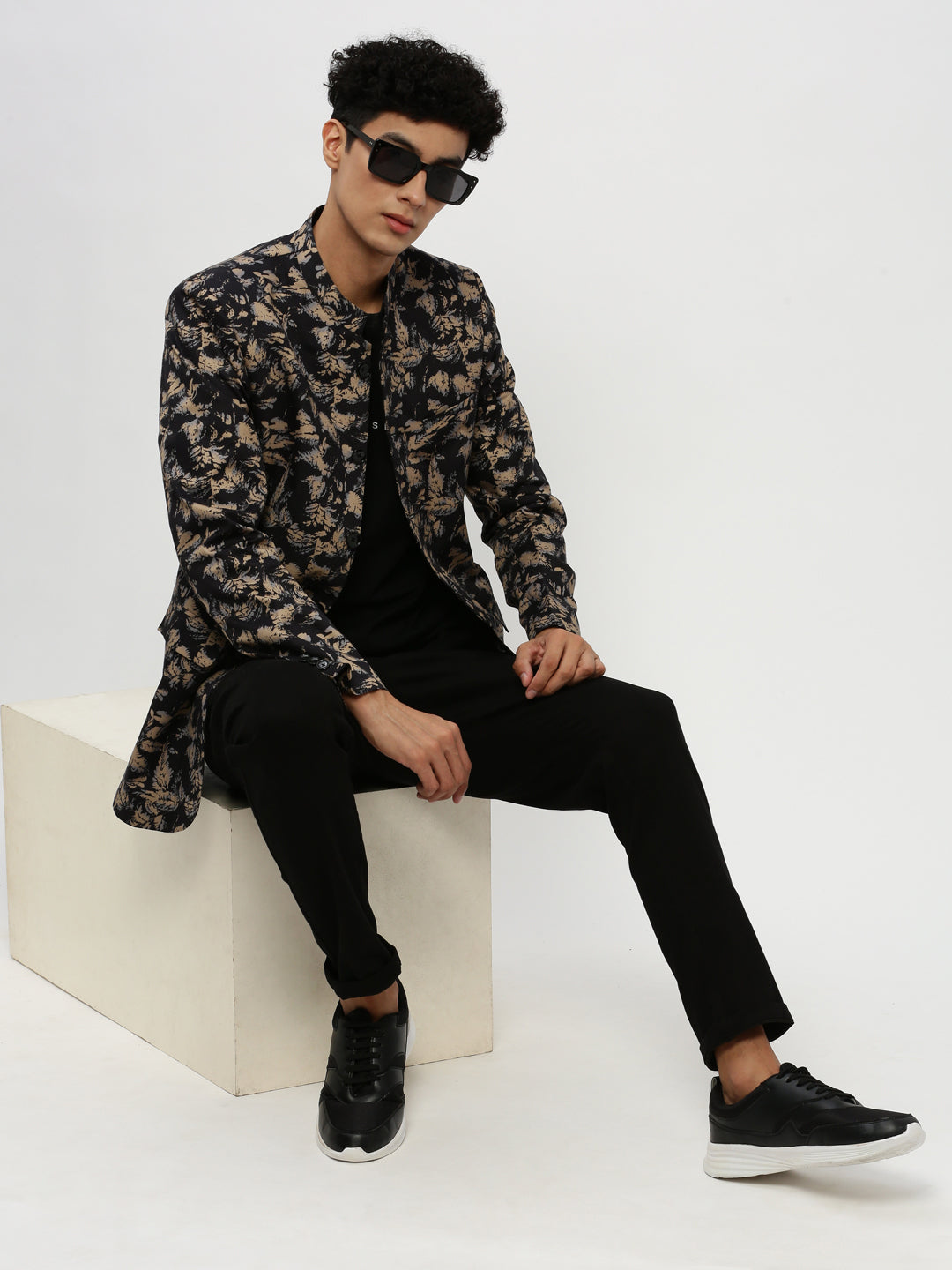 Men Black Printed Blazer