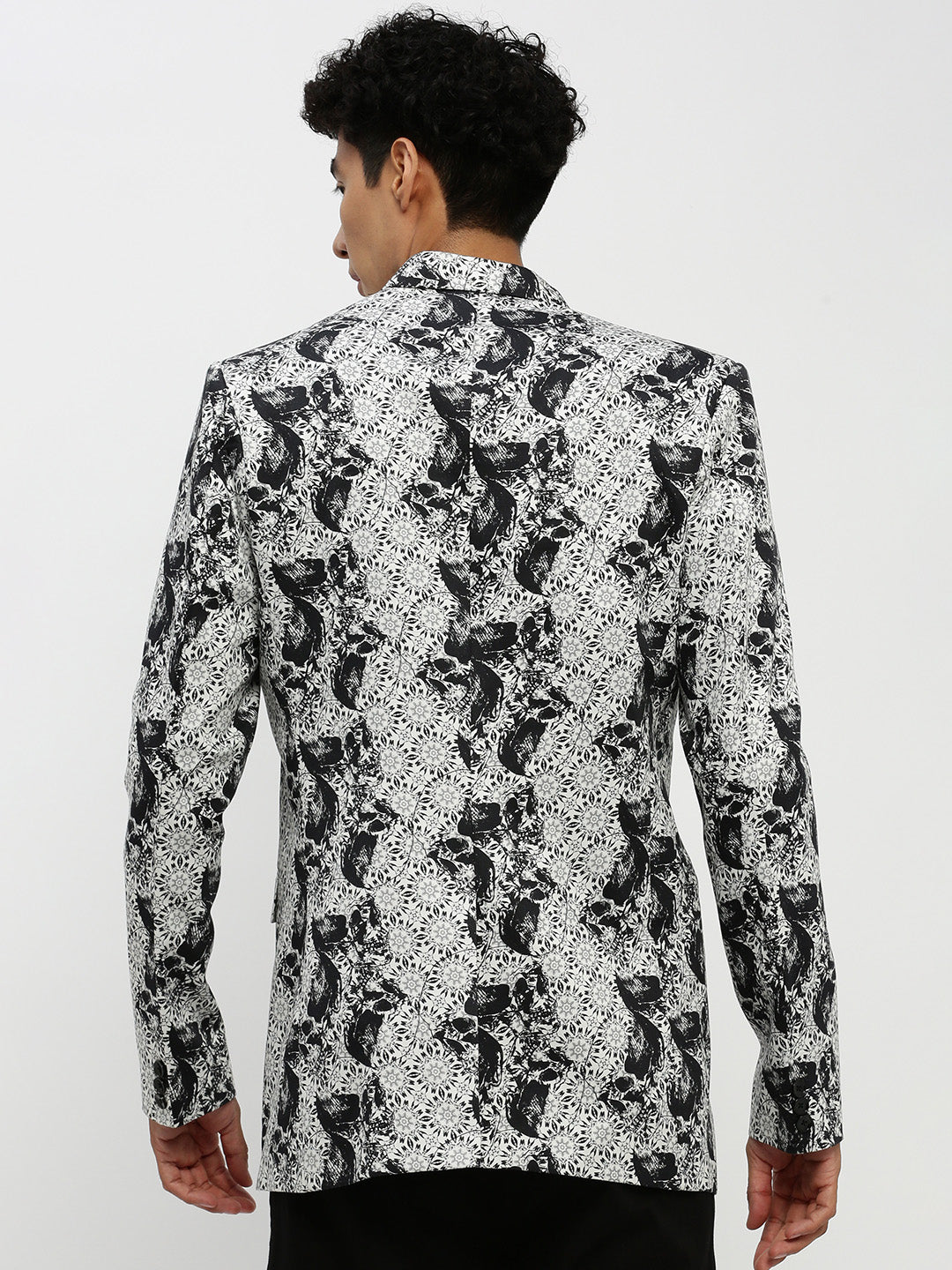 Men White Printed Blazer