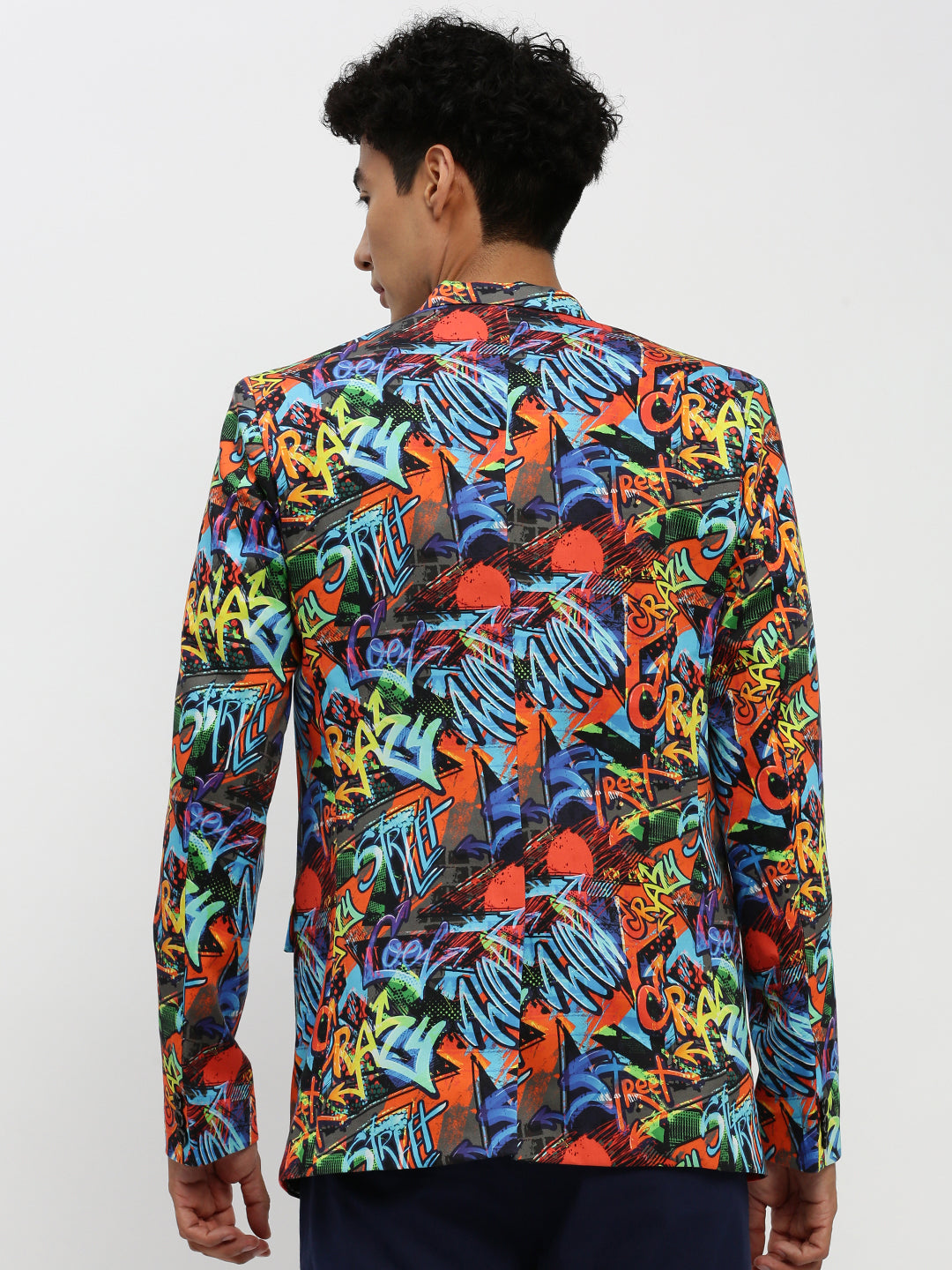 Men Orange Printed Blazer