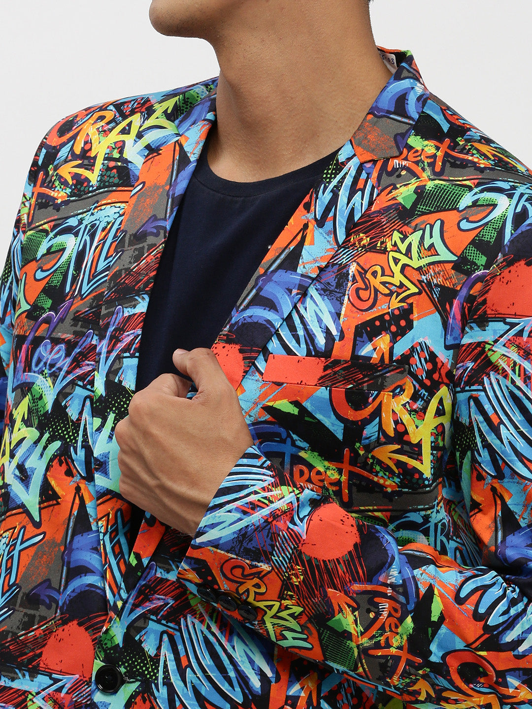 Men Orange Printed Blazer