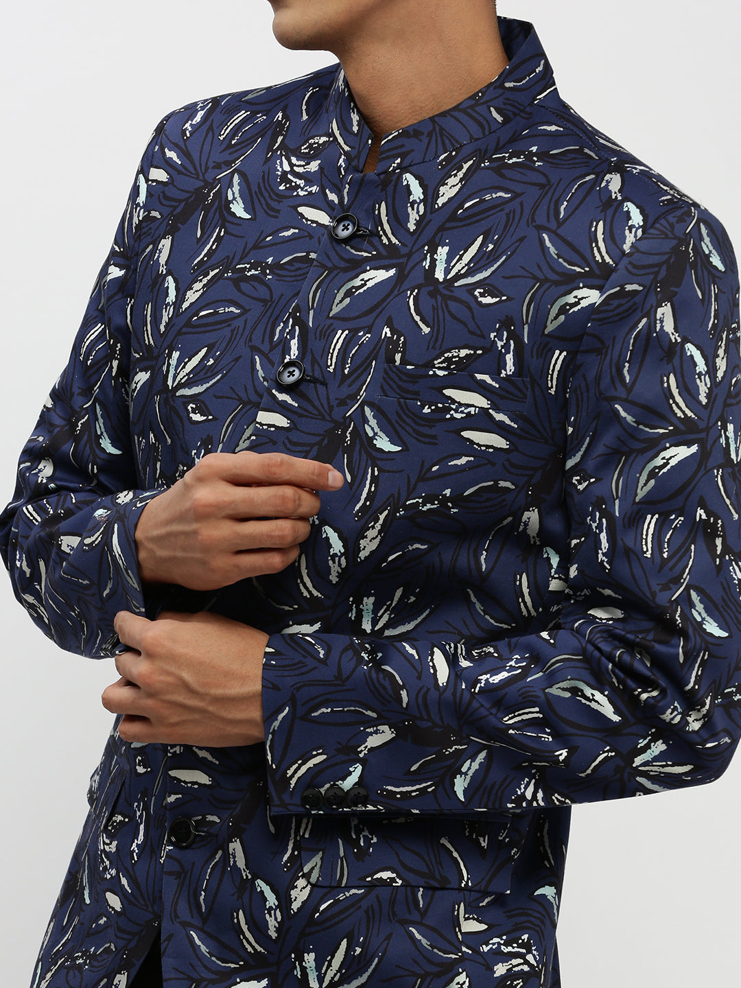 Men Navy Printed Blazer