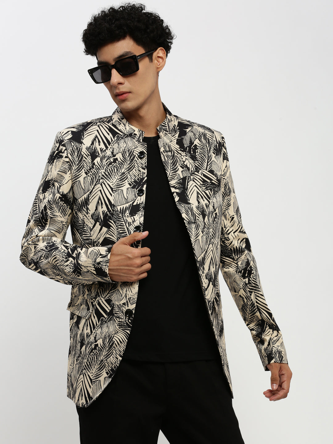 Men Beige Printed Blazer