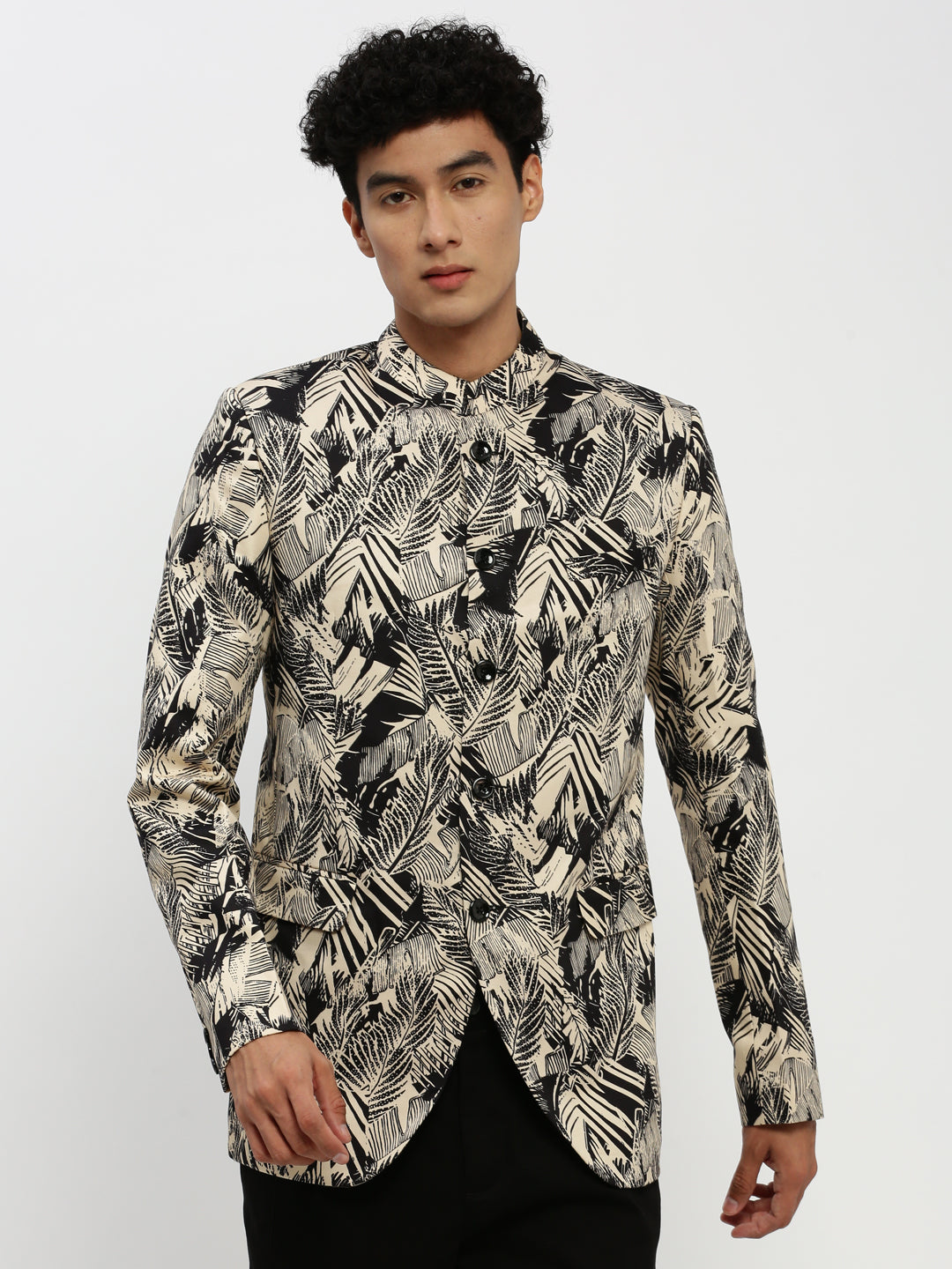 Men Beige Printed Blazer