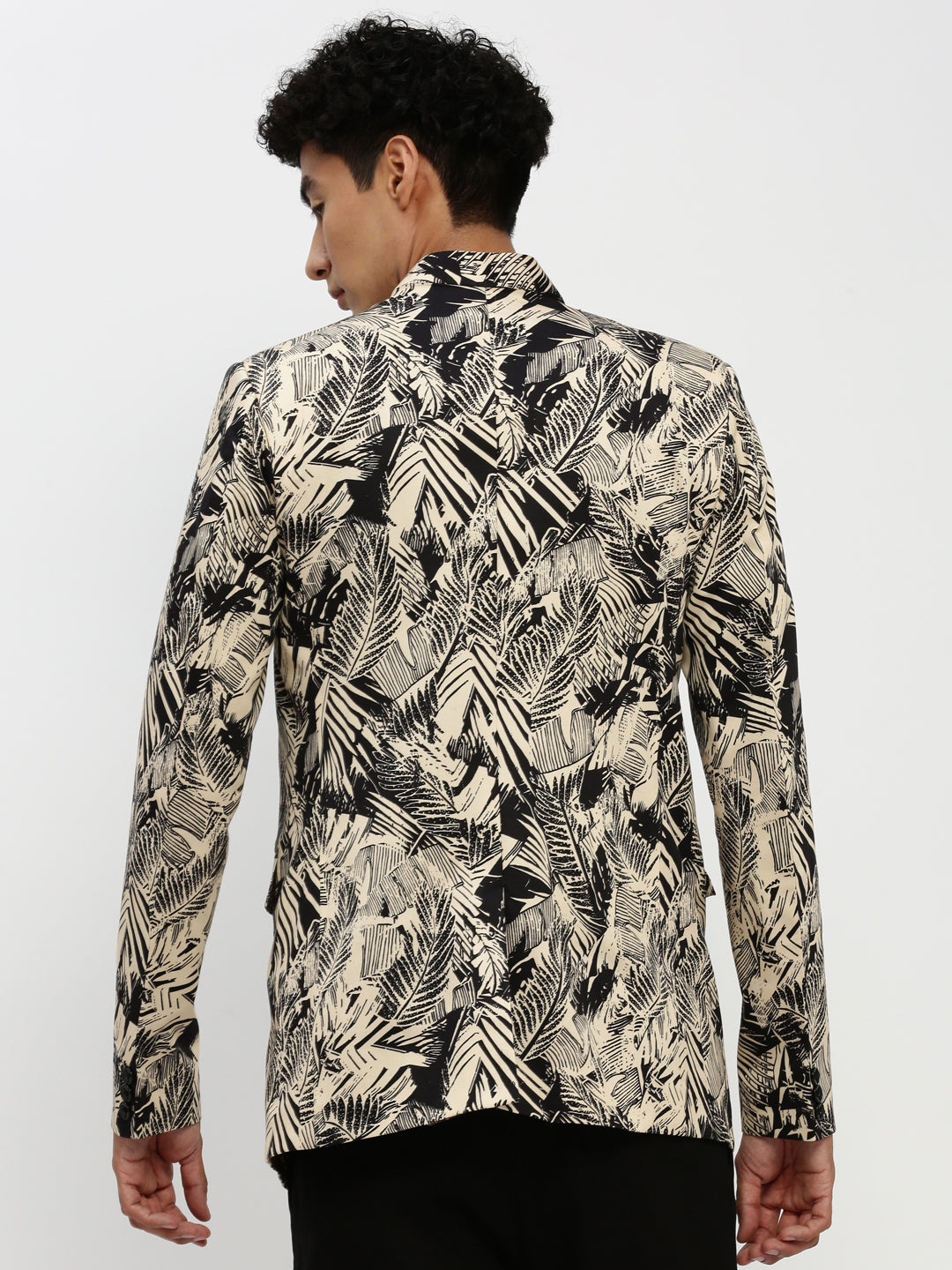 Men Beige Printed Blazer