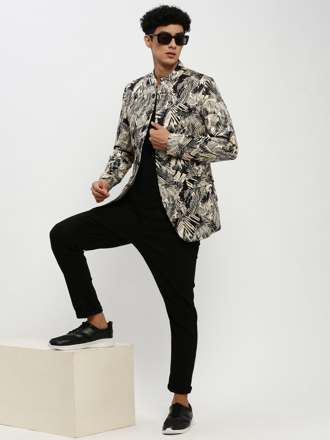 Men Beige Printed Blazer